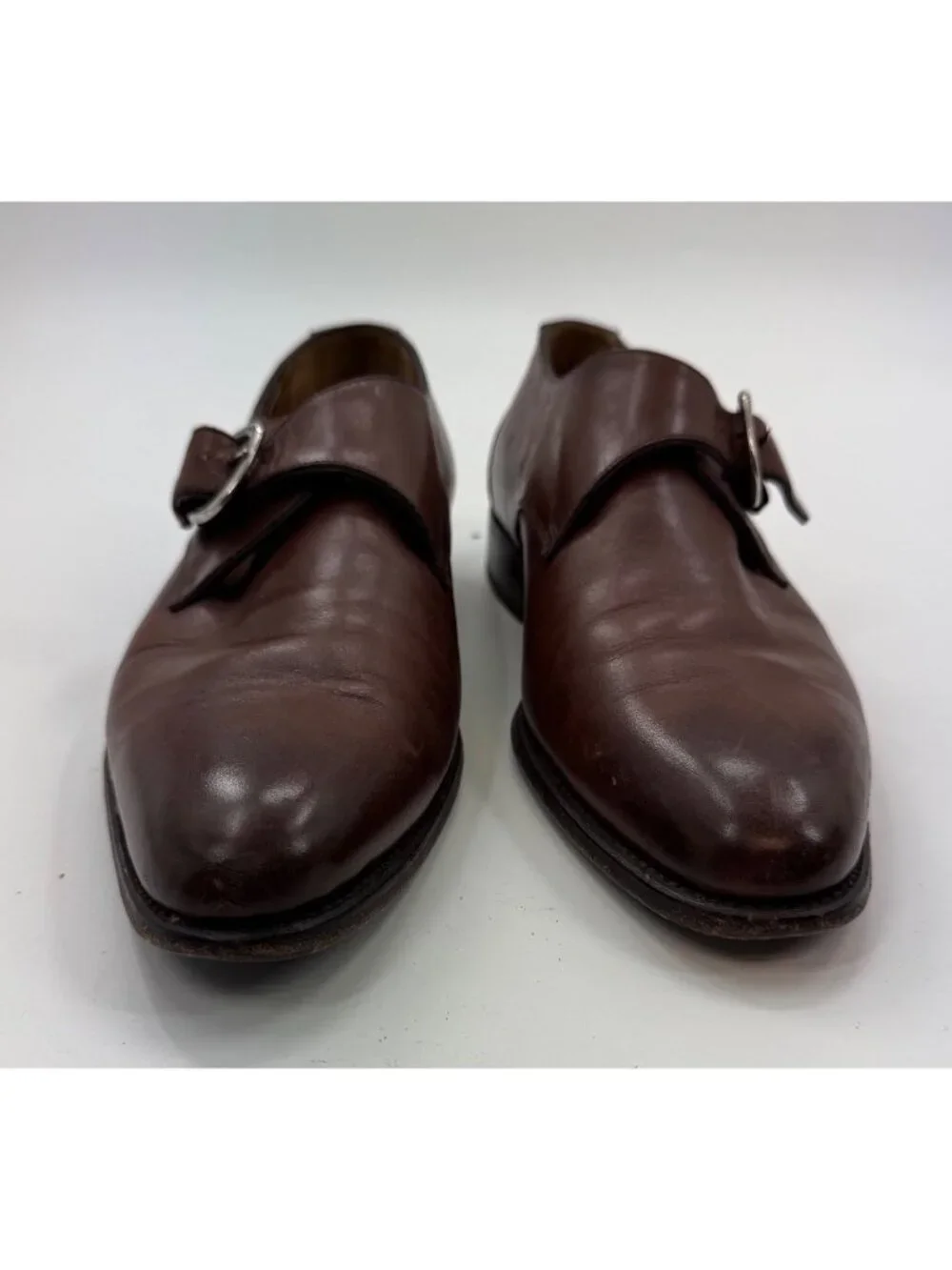 Loding Mens Brown Leather Monk Strap Shoes Size UK 7 US 8 With Goodyear Welt